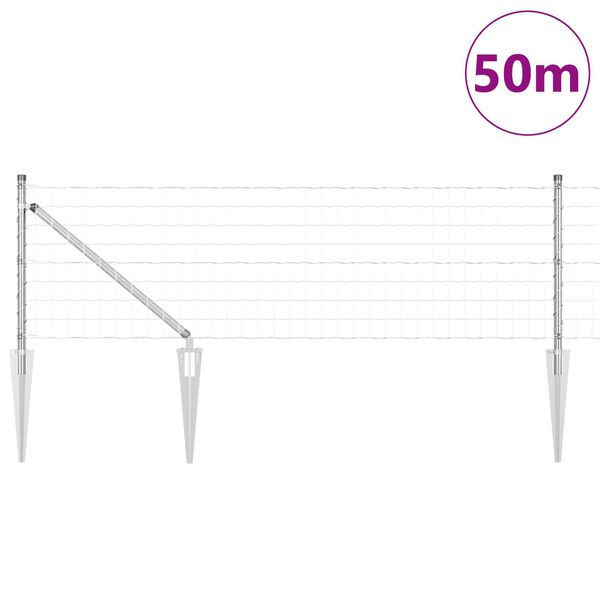 vidaXL Plot s sloupkem Stř&iacute;brn&aacute; 0,6 x 50 m Ocel