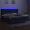 vidaXL Box spring postel s matrac&iacute; a LED modr&aacute; 200x200 cm textil