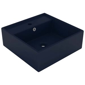 vidaXL Luxusn&iacute; umyvadlo přepad čtvercov&eacute; matn&eacute; tmavě modr&eacute; 41x41 cm