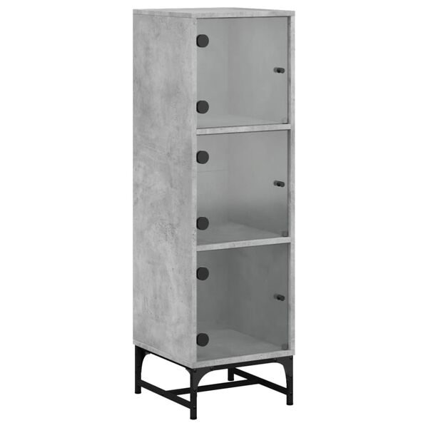 vidaXL Highboard se skleněn&yacute;mi dv&iacute;řky betonově &scaron;ed&yacute; 35 x 37 x 120 cm