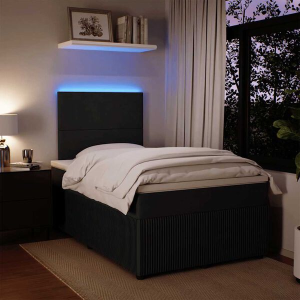 vidaXL Box spring postel s matrac&iacute; čern&aacute; 120 x 200 cm samet