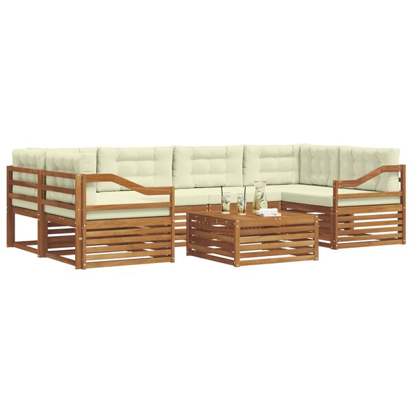 vidaXL Venkovn&iacute; pohovkov&aacute; souprava 7 pcs Přirozen&aacute; a Kr&eacute;mov&aacute;