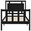 vidaXL R&aacute;m postele s čelem čern&yacute; Small Single masivn&iacute; dřevo
