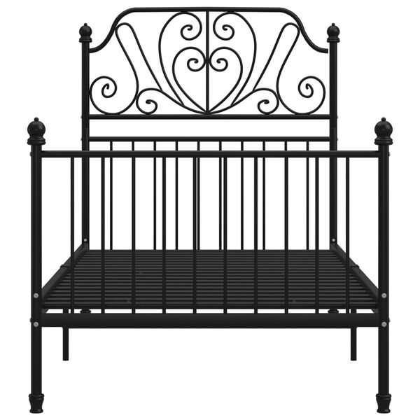 vidaXL Rám postele černý kov 90 x 200 cm