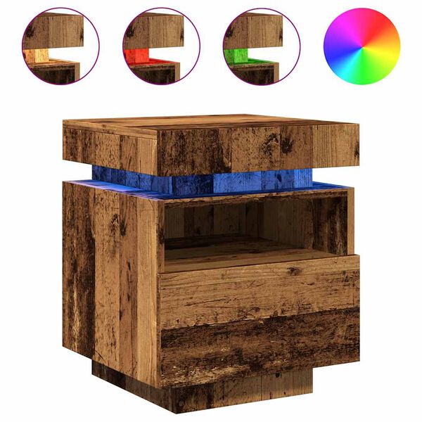 vidaXL Nočn&iacute; stolky s LED osvětlen&iacute;m 2 ks old wood 40 x 39 x 48,5 cm