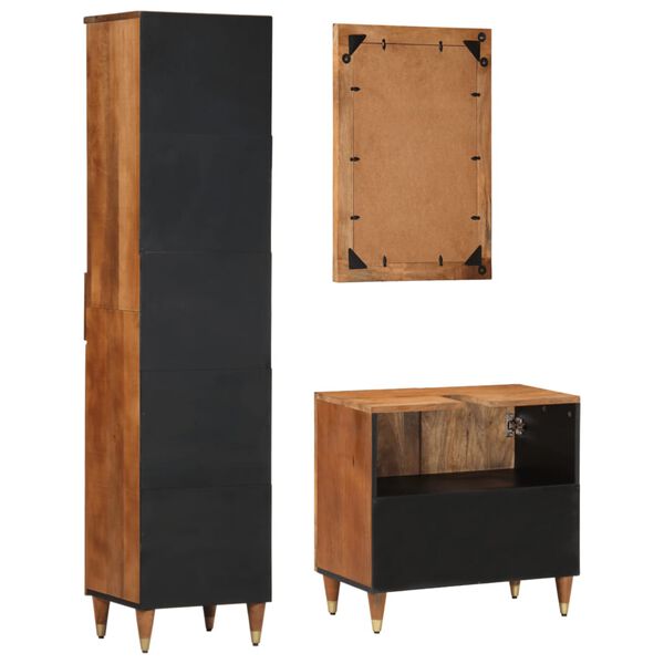 vidaXL 3d&iacute;ln&aacute; koupelnov&aacute; sestava masivn&iacute; mangovn&iacute;kov&eacute; dřevo