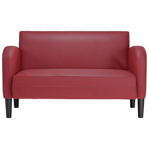 vidaXL Loveseat Sofa V&iacute;nově červen&aacute; 110 cm uměl&aacute; kůže