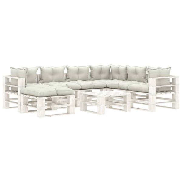 vidaXL 8d&iacute;ln&aacute; zahradn&iacute; sedac&iacute; souprava z palet b&eacute;žov&eacute; podu&scaron;ky dřevo