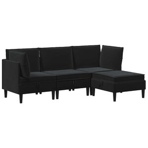 vidaXL Sada n&aacute;bytku do ob&yacute;vac&iacute;ho pokoje 4 ks Čern&aacute; Samet