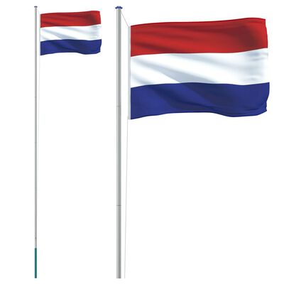 vidaXL Vlajka Nizozemska a stožár 6,23 m hliník