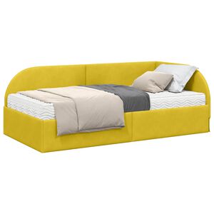 vidaXL Rohov&yacute; r&aacute;m postele s matrac&iacute; 2 ks Žlut&aacute; 80 x 200 cm samet