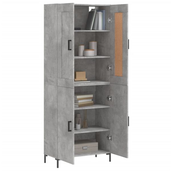 vidaXL Skř&iacute;ň highboard betonově &scaron;ed&aacute; 69,5x34x180 cm kompozitn&iacute; dřevo