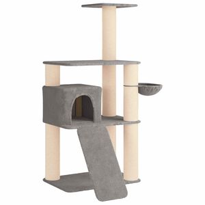 vidaXL Kočič&iacute; strom se &scaron;krabac&iacute;mi sloupky sisal Světle &scaron;ed&aacute; 173 cm