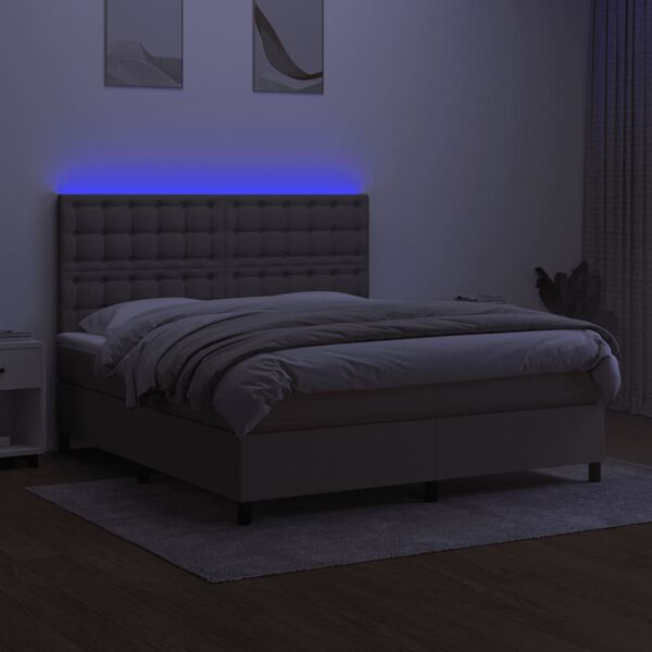 vidaXL Box spring postel s matrac&iacute; a LED taupe 160x200 cm textil
