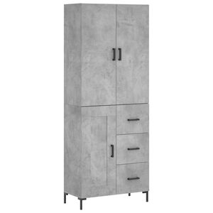 vidaXL Skř&iacute;ň highboard betonově &scaron;ed&aacute; 69,5x34x180 cm kompozitn&iacute; dřevo