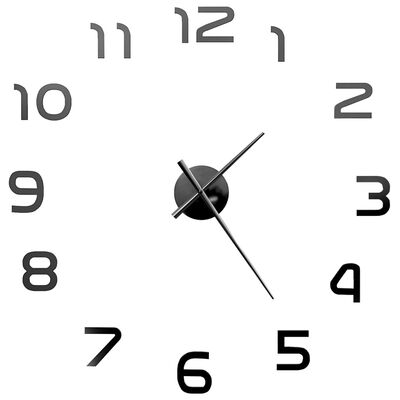 vidaXL 3D Nástěnné hodiny s moderním designem 100 cm XXL černé
