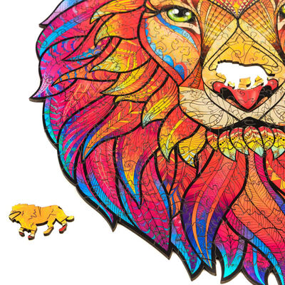 UNIDRAGON 327dílné dřevěné puzzle Mysterious Lion King Size 31 x 40 cm