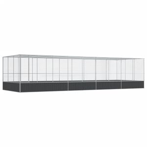 vidaXL Voli&eacute;ra s n&aacute;stavbou stř&iacute;brn&aacute; 932 x 307 x 212 cm ocel