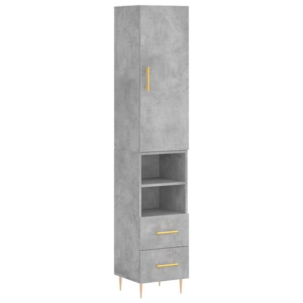 vidaXL Skř&iacute;ň highboard betonově &scaron;ed&aacute; 34,5x34x180 cm kompozitn&iacute; dřevo