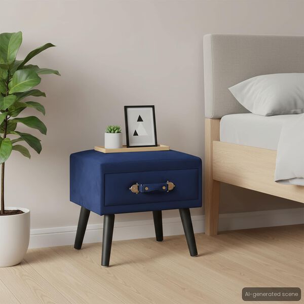 vidaXL Nočn&iacute; stolek modr&yacute; 40 x 35 x 40 cm samet