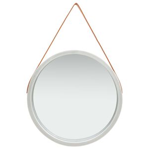 vidaXL N&aacute;stěnn&eacute; zrcadlo s popruhem 60 cm stř&iacute;brn&eacute;