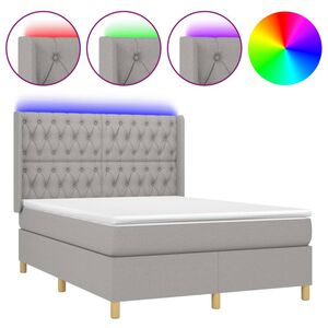 vidaXL Box spring postel s matrac&iacute; a LED světle &scaron;ed&aacute; 140x200 cm textil
