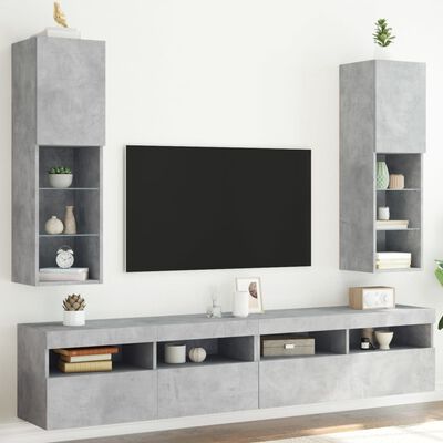 vidaXL TV skříňky s LED osvětlením 2 ks betonově šedé 30,5x30x102 cm
