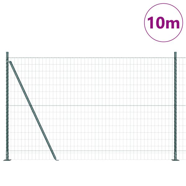 vidaXL Plot s sloupkem Zelená 1,4 x 10 m Ocel a PVC