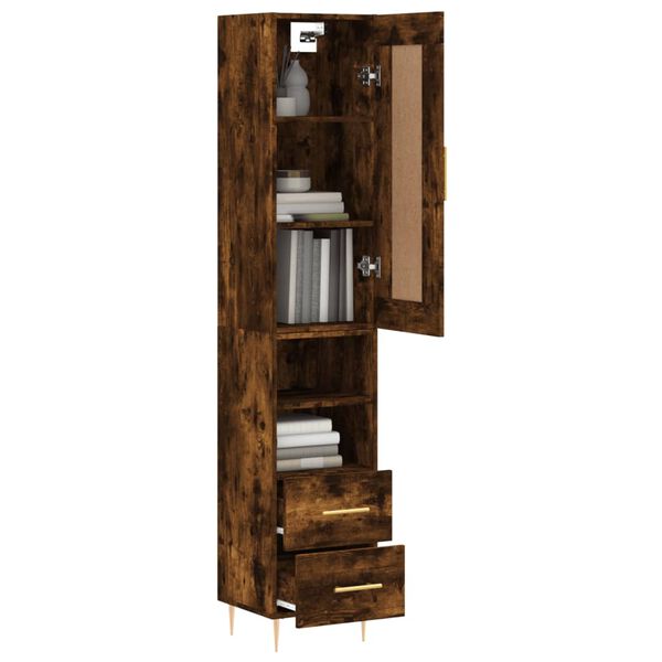 vidaXL Skř&iacute;ň highboard kouřov&yacute; dub 34,5 x 34 x 180 cm kompozitn&iacute; dřevo
