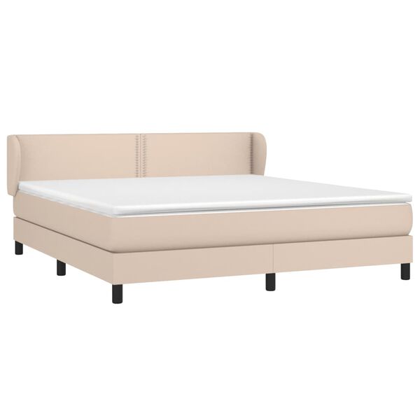 vidaXL Box spring postel s matrac&iacute; cappuccino 160x200 cm uměl&aacute; kůže