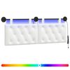 vidaXL Z&aacute;věsn&eacute; čelo postele S LED osvětlen&iacute;m B&iacute;l&aacute; Textil