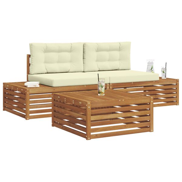 vidaXL Venkovn&iacute; pohovkov&aacute; souprava 3 Kus Přirozen&aacute; a Kr&eacute;mov&aacute;