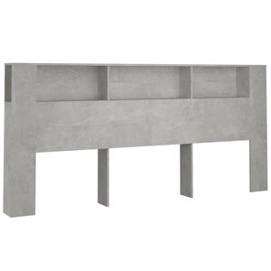 vidaXL Čelo postele s &uacute;ložn&yacute;m prostorem betonově &scaron;ed&eacute; 220x18,5x104,5cm