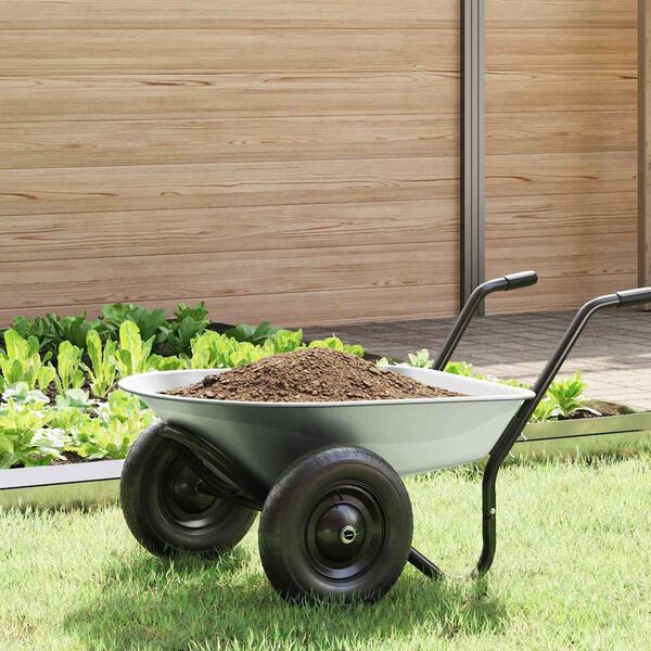 vidaXL N&aacute;hradn&iacute; t&aacute;cek na kolečko Stř&iacute;brn&aacute; 90 x 63 x 28 cm Ocel