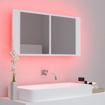 vidaXL LED koupelnová skříňka se zrcadlem bílá 90 x 12 x 45 cm akryl