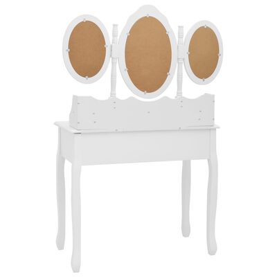 vidaXL Toaletní stolek se stoličkou a 3dílné skládací zrcadlo bílý