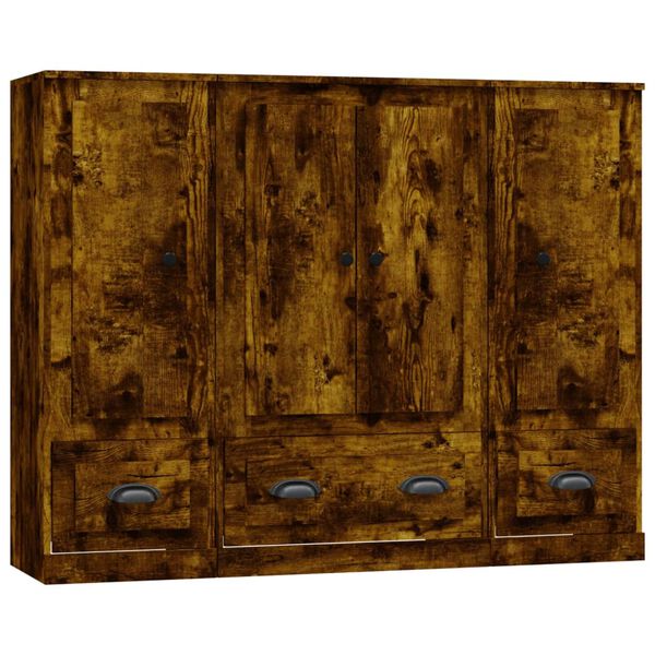 vidaXL Highboardy 3 ks kouřov&yacute; dub kompozitn&iacute; dřevo