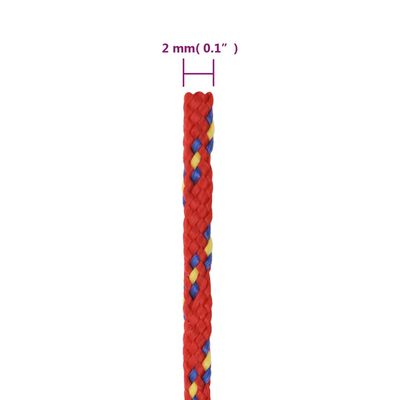 vidaXL Lodní lano červené 2 mm 50 m polypropylen