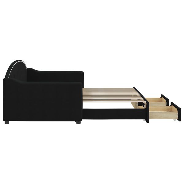 vidaXL V&aacute;lenda s přist&yacute;lkou a z&aacute;suvkami čern&aacute; 90 x 200 cm textil