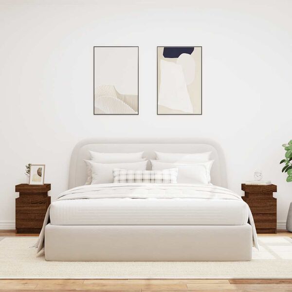 vidaXL Noční stolky s LED osvětlením 2 ks hnědý dub 35 x 39 x 55 cm