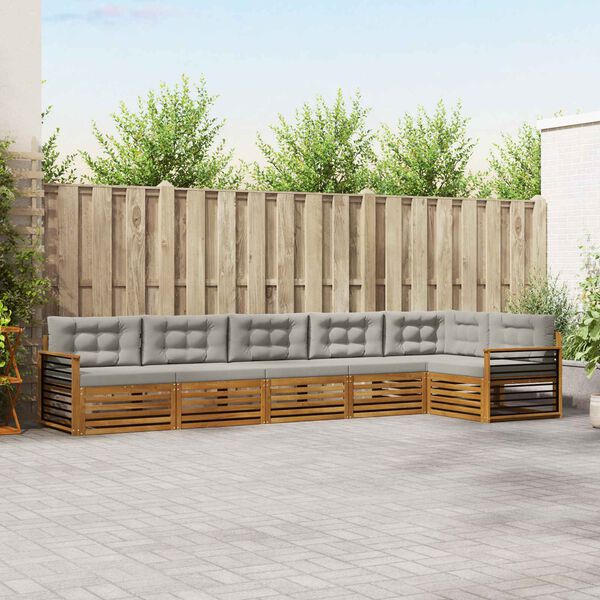 vidaXL Venkovn&iacute; pohovkov&aacute; souprava 6 pcs Př&iacute;rodn&iacute; a světle &scaron;ed&aacute;