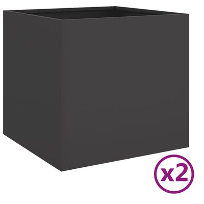vidaXL Truhlíky 2 ks černé 49 x 47 x 46 cm ocel válcovaná za studena