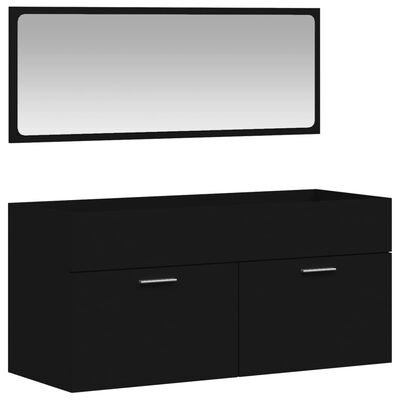 vidaXL Koupelnová skříňka se zrcadlem černá kompozitní dřevo