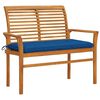 vidaXL Zahradn&iacute; lavice s modrou podu&scaron;kou 112 cm masivn&iacute; teak