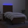vidaXL Box spring postel s matrac&iacute; a LED tmavě hněd&aacute; 90x200 cm textil