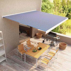 vidaXL Kazetov&aacute; mark&yacute;za na ručn&iacute; ovl&aacute;d&aacute;n&iacute; 400 x 300 cm modro-b&iacute;l&aacute;