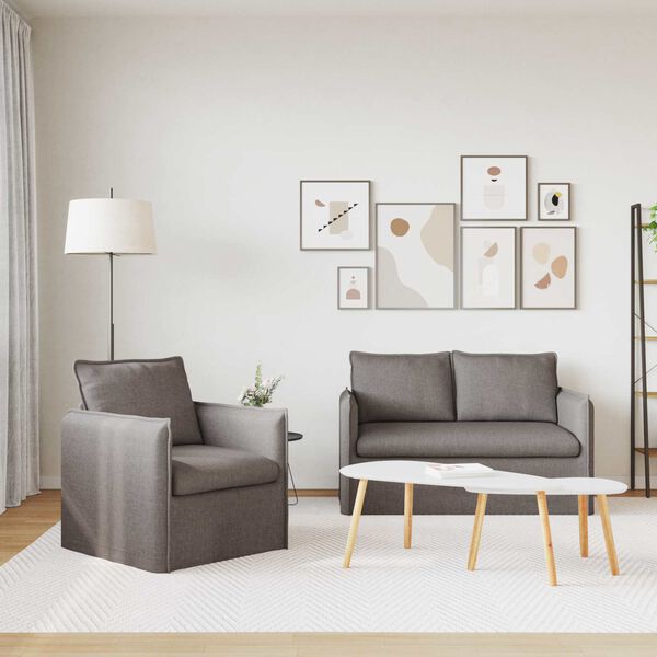 vidaXL Pohovka 2 pcs Taupe 196 x 82 x 85 cm textil