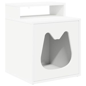 vidaXL Kočič&iacute; dům B&iacute;l&aacute; 42,5 x 40 x 53,5 cm Kompozitn&iacute; dřevo