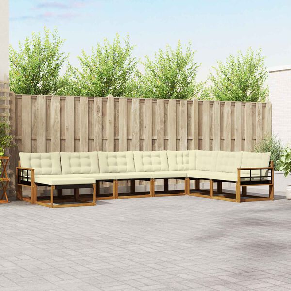 vidaXL Venkovn&iacute; pohovkov&aacute; souprava 8 pcs Přirozen&aacute; a Kr&eacute;mov&aacute;