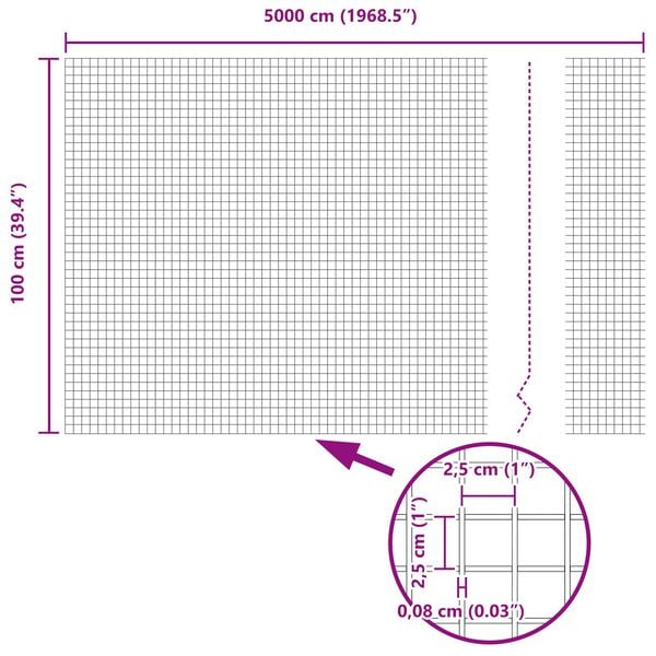 vidaXL Svařovaný drátěný plot Stříbrná 1 x 50 m Ocel
